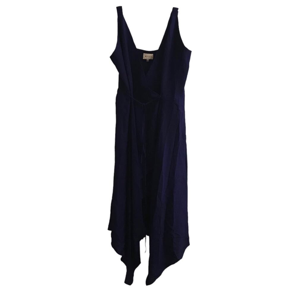 Milly Royal Blue/ Purple Midi silk Wrap Dress Size Large